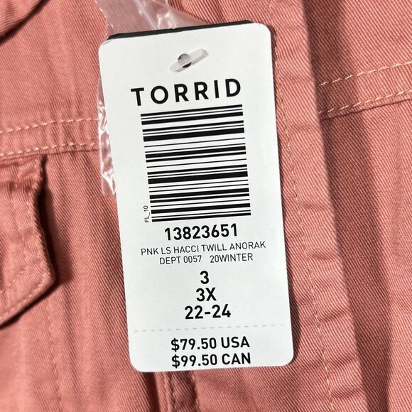 Torrid Twill Hacci Jacket Anorak Lightweight Pink/ Gray Women’s Size 3X NWT - Picture 11 of 13